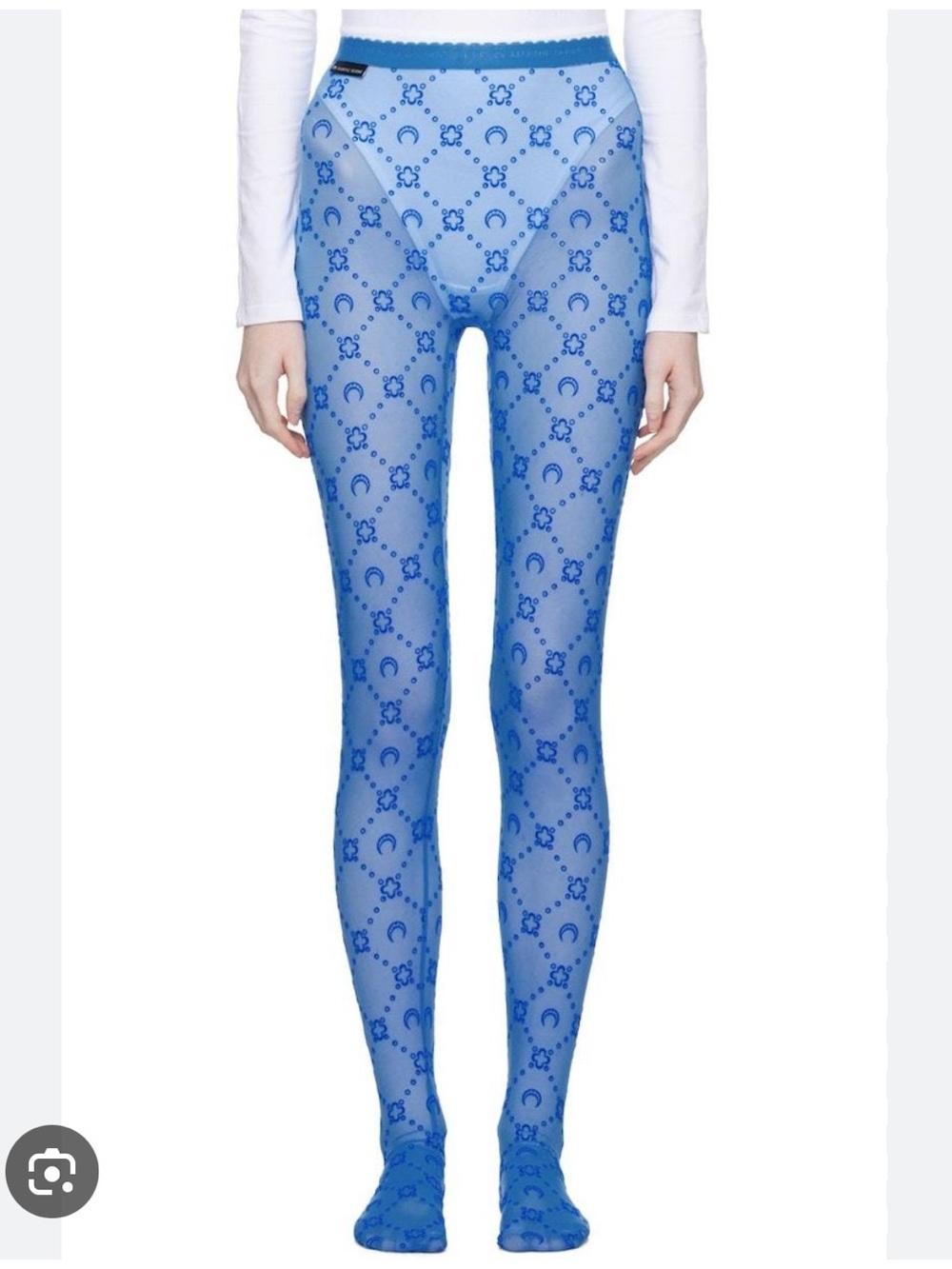 Marine Serre Flocked Moonogram tights Legging Blue Small NWT pants Logo
